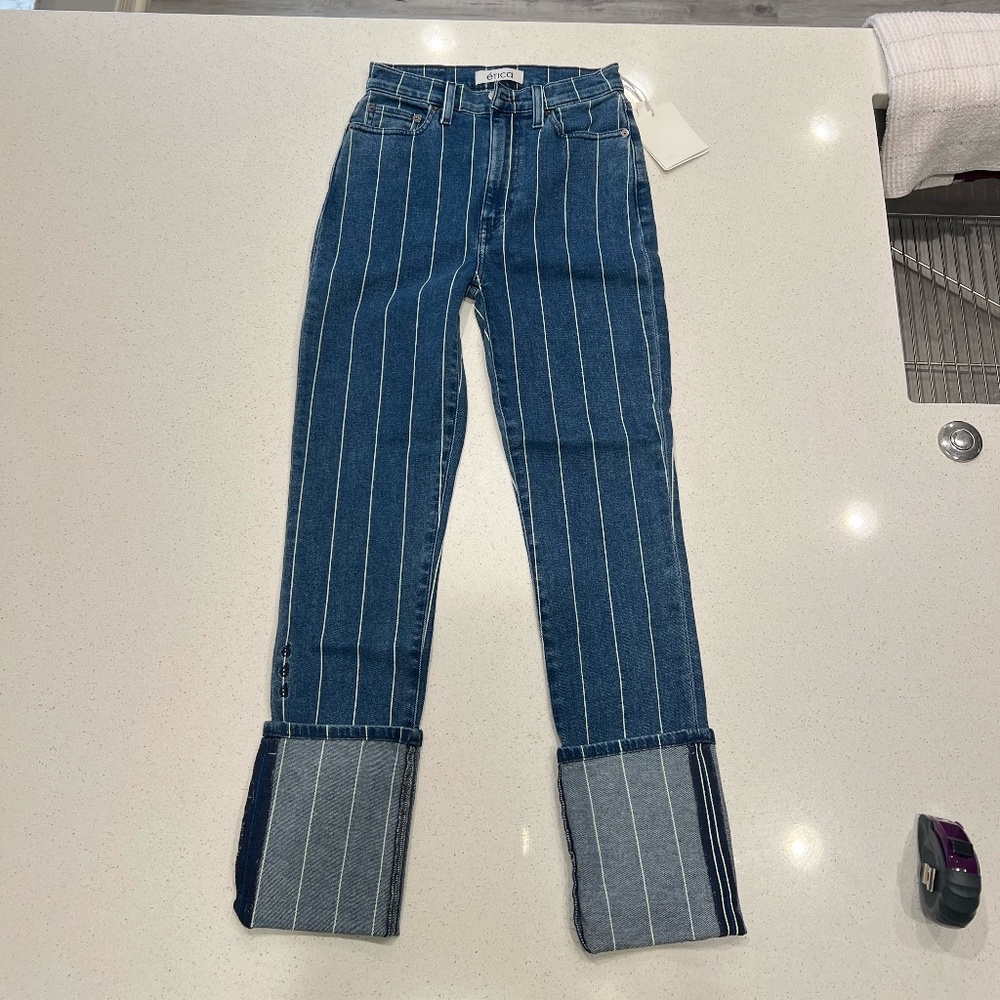 NWT Etica Size 24 Striped Jean Capri